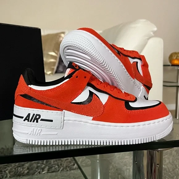 WOMEN Air Force 1 AF1 Shadow Rush Orange Black Guava Ice Platform Sneakers - Picture 7 of 12